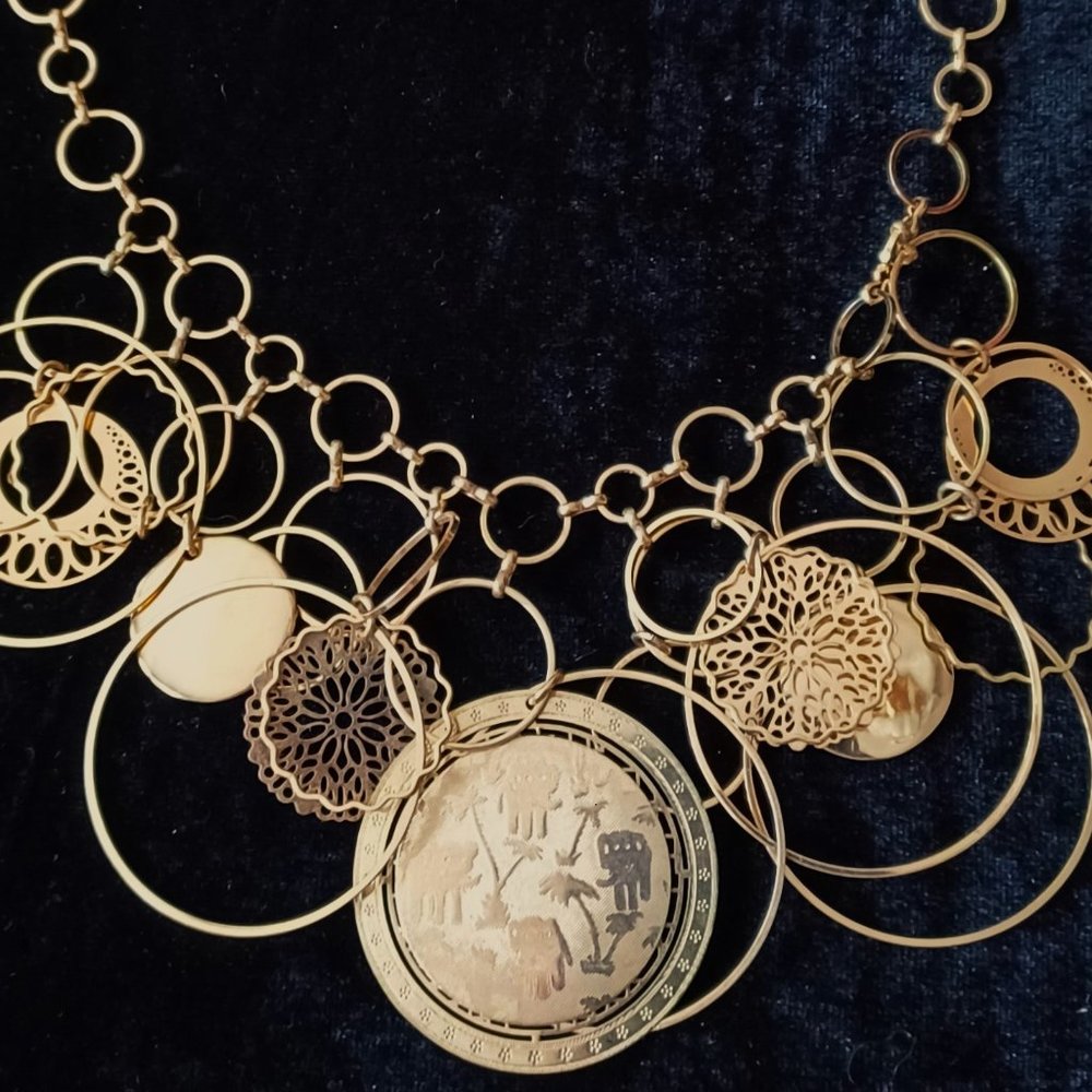African Animal Inspired Elephant  21"  3 Strand Necklace